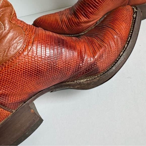 Justin Cowboy Boots Exotic Leather Lizard Iguana Skin Brown Style 4786 Mens 9.5 - Picture 11 of 15